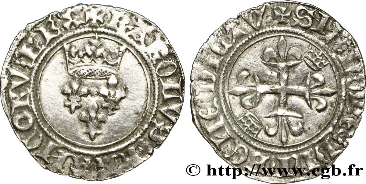 BURGONDY - COINAGE AT THE NAME OF CHARLES VI  THE MAD  OR  THE WELL-BELOVED  Gros dit  florette  n.d. Châlons-en-Champagne fVZ