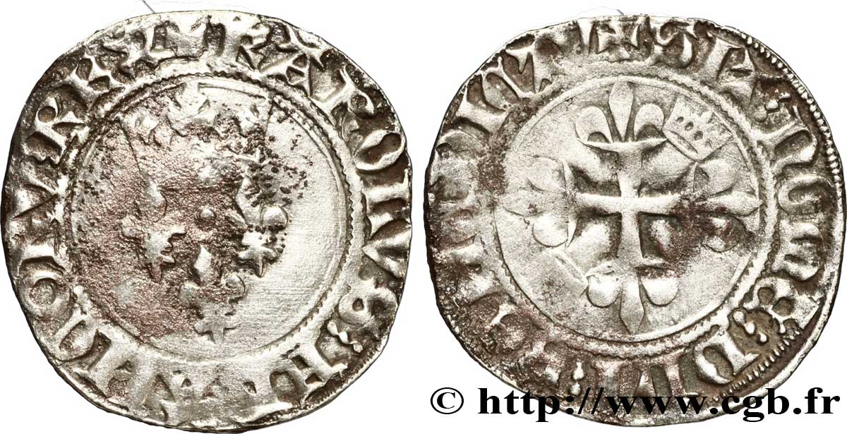 BURGONDY - COINAGE AT THE NAME OF CHARLES VI  THE MAD  OR  THE WELL-BELOVED  Gros dit  florette  n.d. Châlons-en-Champagne fSS