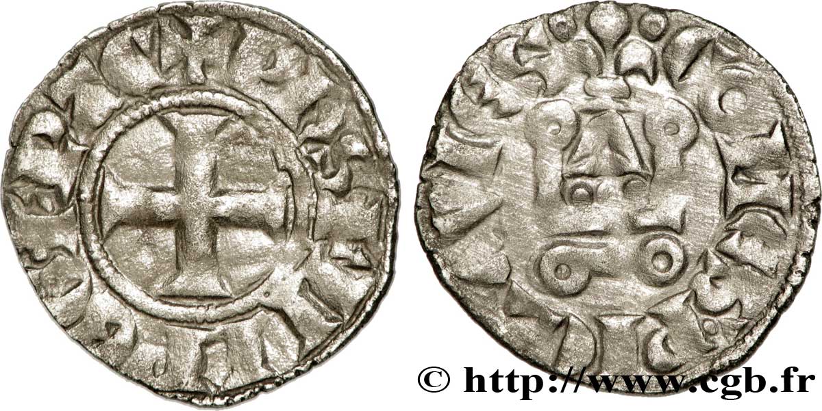 POITOU - COUNTY OF POITOU - PHILIPPE DE FRANCE Denier XF