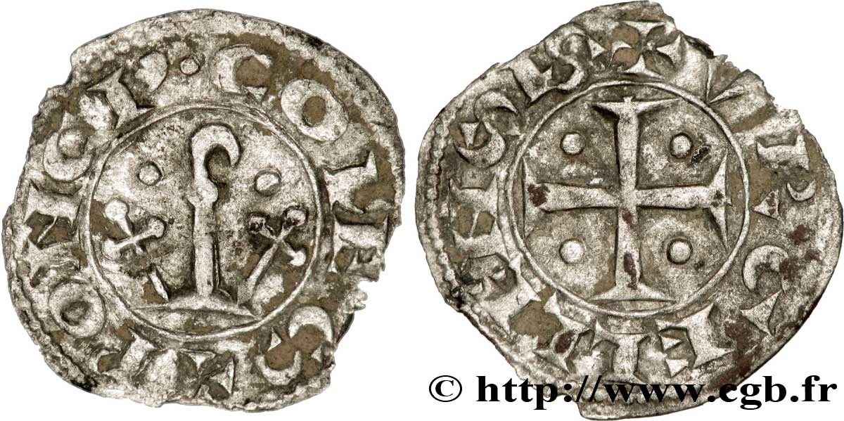 ESPAGNE - MARCHES D ESPAGNE - CATALOGNE - ÉVÊCHÉ D URGEL - PIERRE II D ARAGON (1347-1408) Denier VF/XF