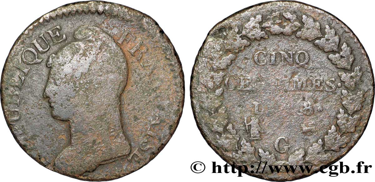 Cinq centimes Dupré, grand module, frappe médaille 1800 Genève F.115/126 var. MC 