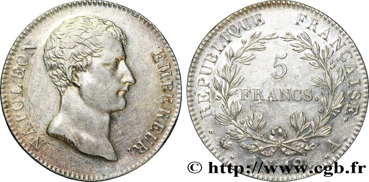 5 francs Napoléon Empereur, type intermédiaire 1804 Paris F.302/1 SUP 