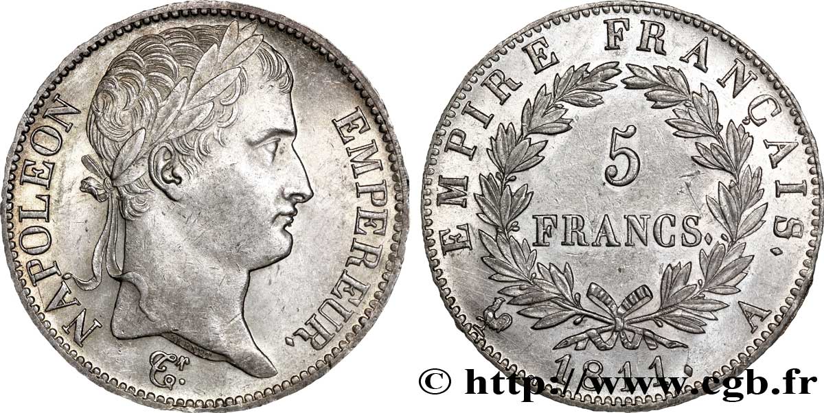 5 francs Napoléon Empereur, Empire français 1811 Paris F.307/27 AU 