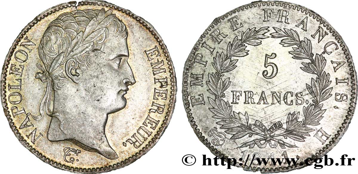 5 francs Napoléon Empereur, Empire français 1811 La Rochelle F.307/31 XF 