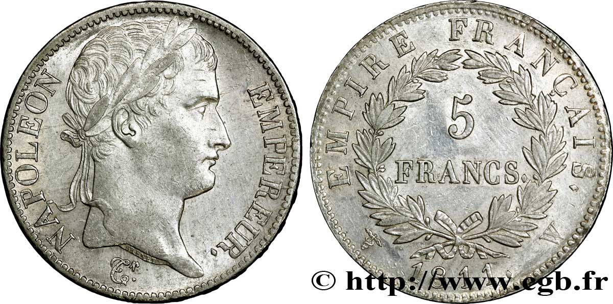 5 francs Napoléon Empereur, Empire français 1811 Lille F.307/40 SPL 