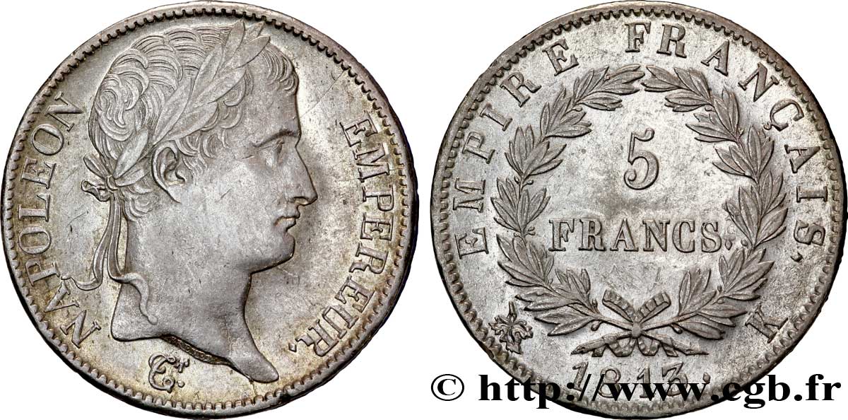 5 francs Napoléon Empereur, Empire français 1813 Bordeaux F.307/66 XF 