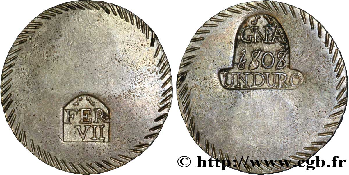 Duro de 5 pesetas 1808 Gérone VG.2137  var. XF 