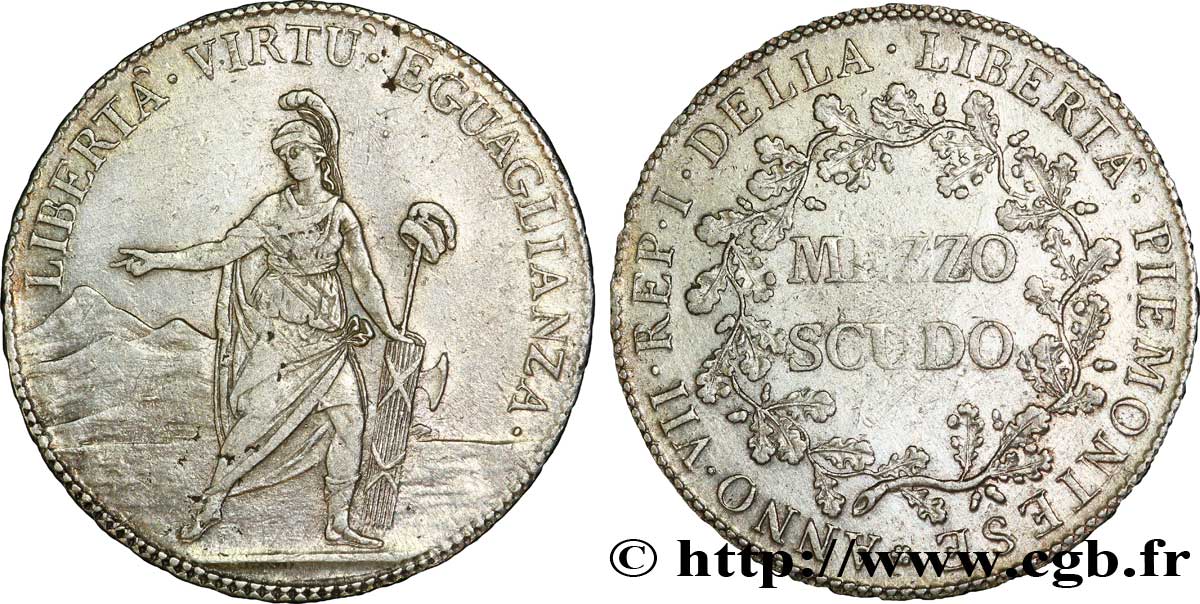 Demi-écu ou mezzo scudo 1799 Turin VG.805  SS 