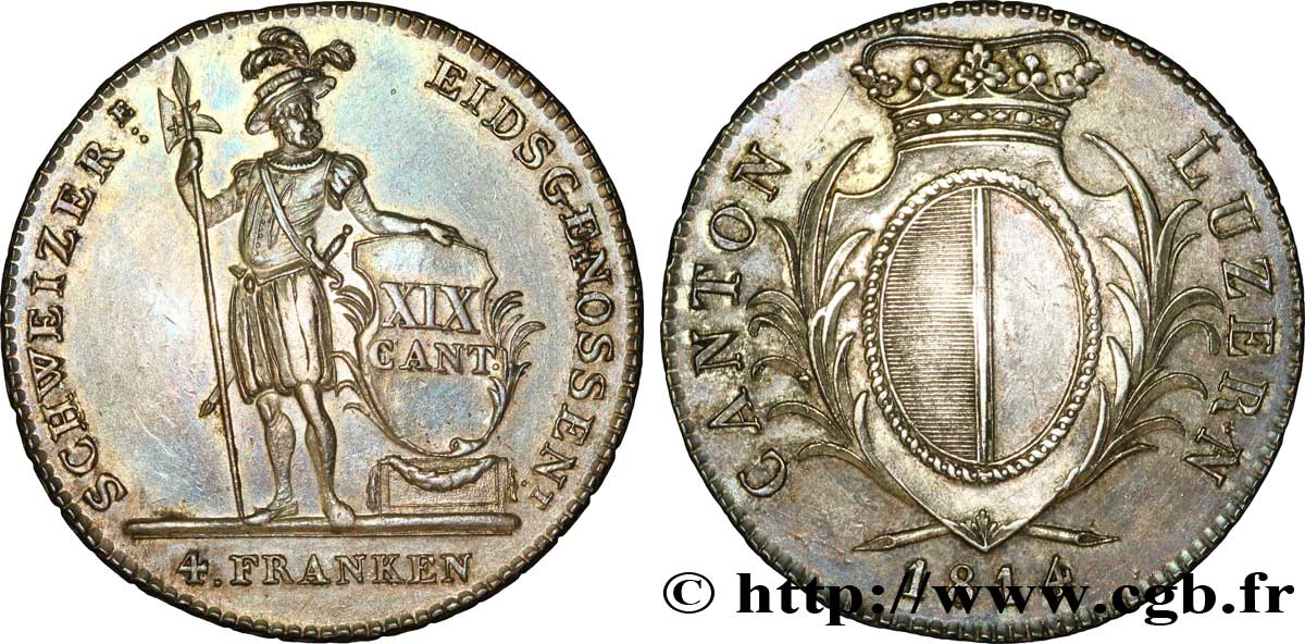 4 franken 1814 Lucerne DP.- -  EBC 