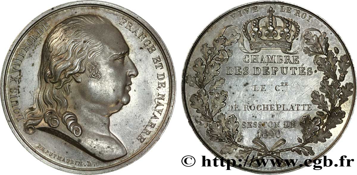LOUIS XVIII Médaille parlementaire AR 41, Session de 1820 SUP
