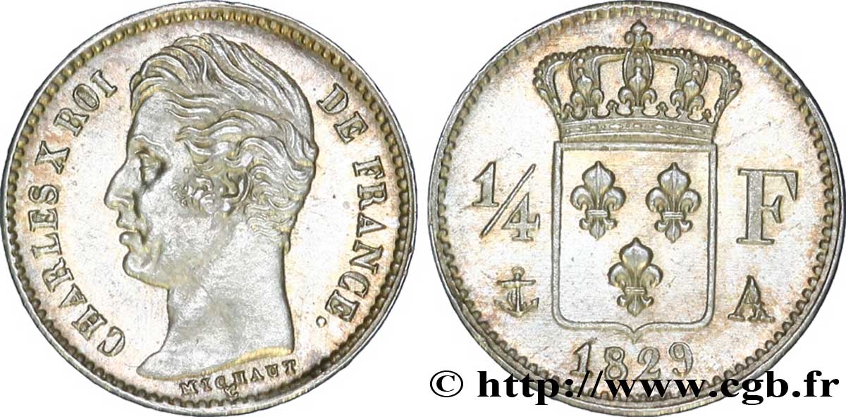 1/4 franc Charles X 1829 Paris F.164/29 AU 