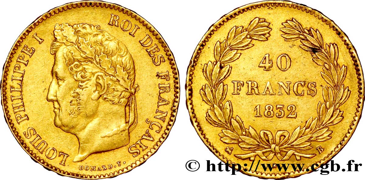 40 francs or Louis-Philippe 1832 Rouen F.546/4 MBC 