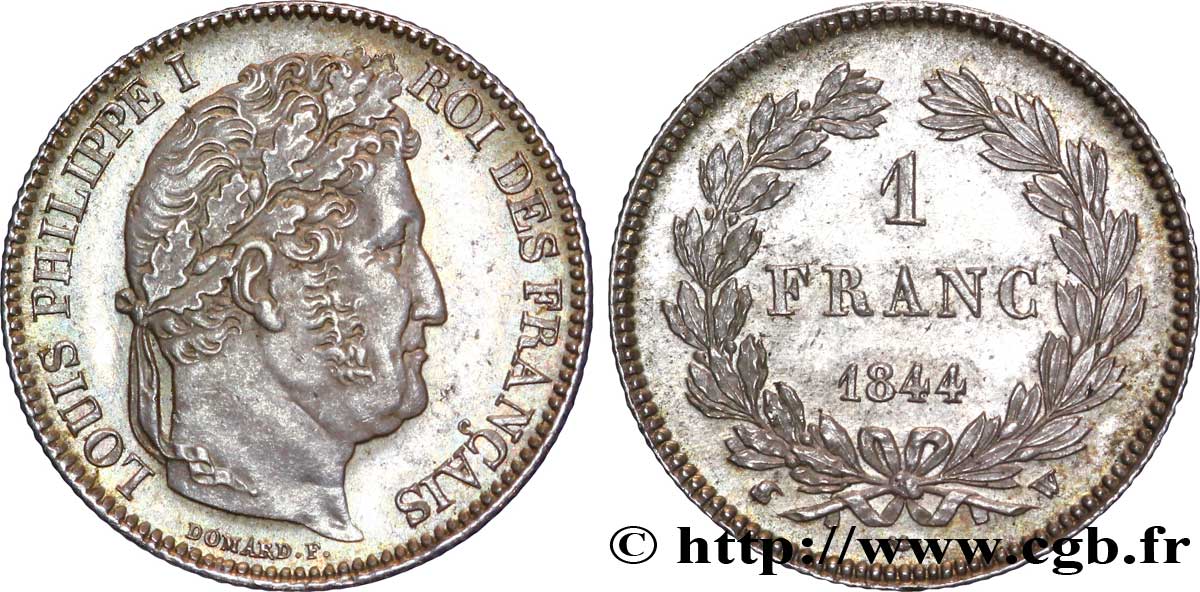1 franc Louis-Philippe, couronne de chêne 1844 Lille F.210/99 SPL 