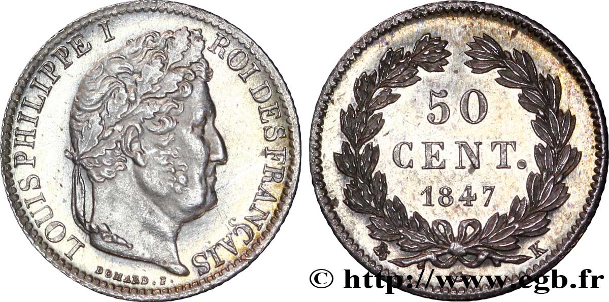 50 centimes Louis-Philippe 1847 Bordeaux F.183/15 AU 