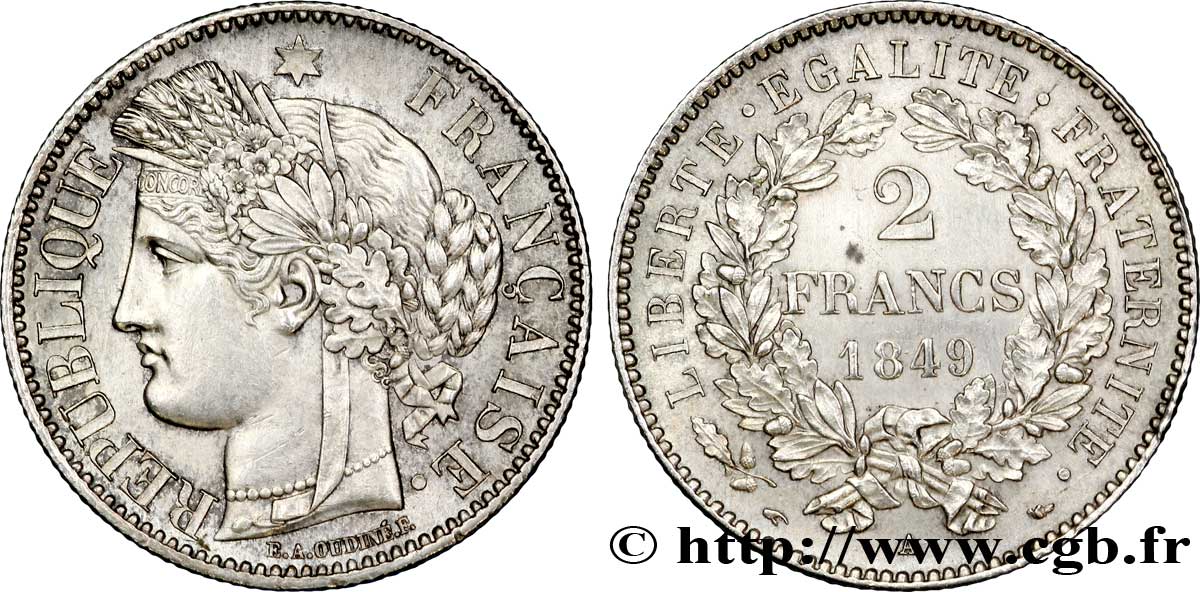 2 francs Cérès, IIe République 1849 Paris F.261/1 SPL 