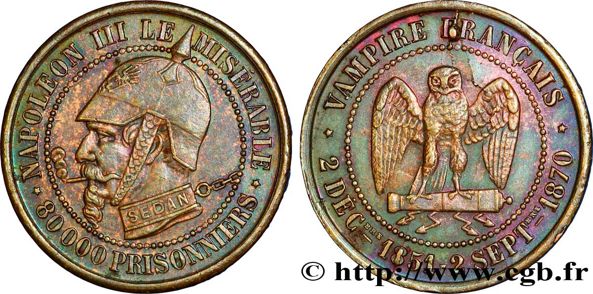 Monnaie satirique Br 27, module de 5 centimes 1870  Coll.43  EBC 