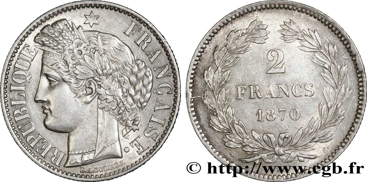 2 francs Cérès, sans légende 1870 Bordeaux F.264/2 EBC 