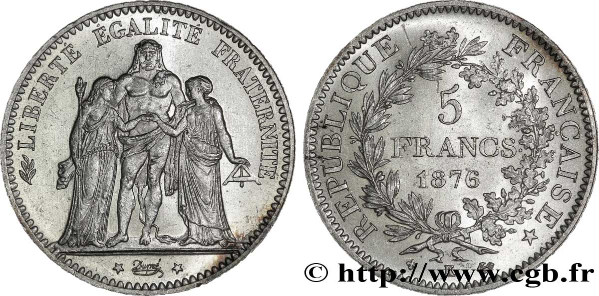 5 francs Hercule 1876 Bordeaux F.334/18 AU 