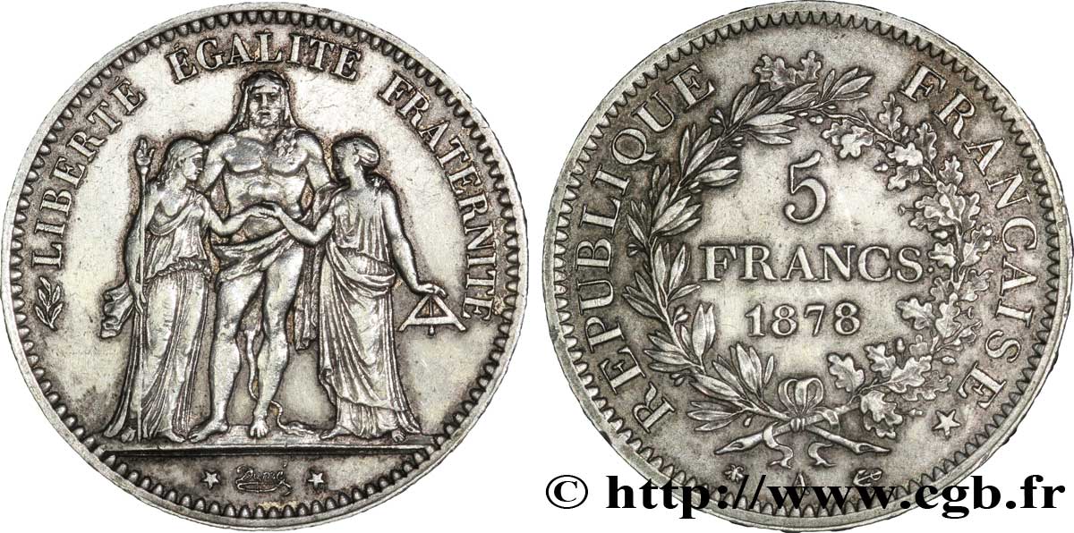 5 francs Hercule 1878 Paris F.334/21 TTB 