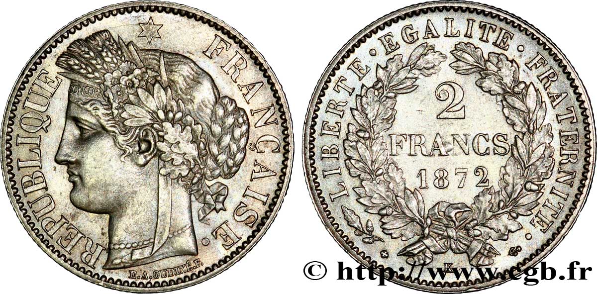 2 francs Cérès, avec légende 1872 Bordeaux F.265/9 BB 