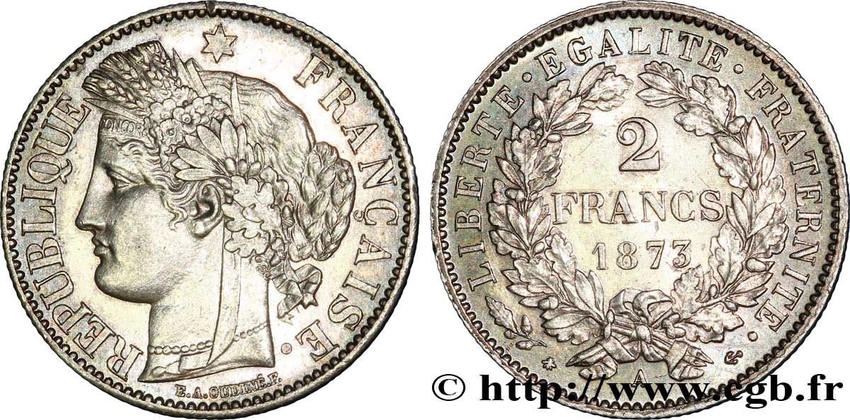 2 francs Cérès, avec légende 1873  Paris F.265/10 SUP 
