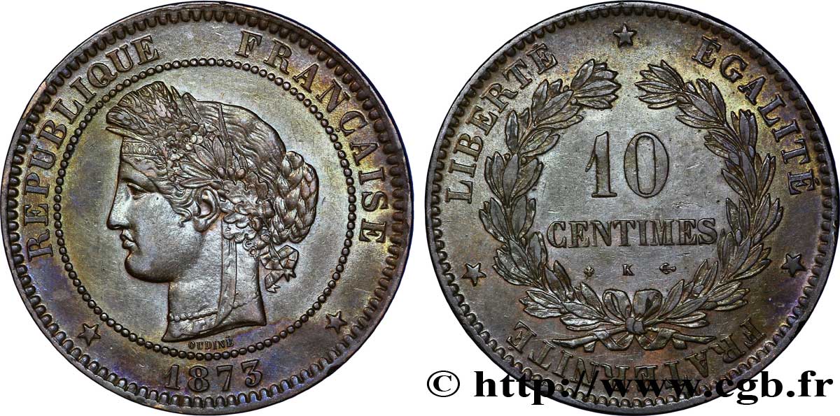 10 centimes Cérès 1873 Bordeaux F.135/11 SPL 