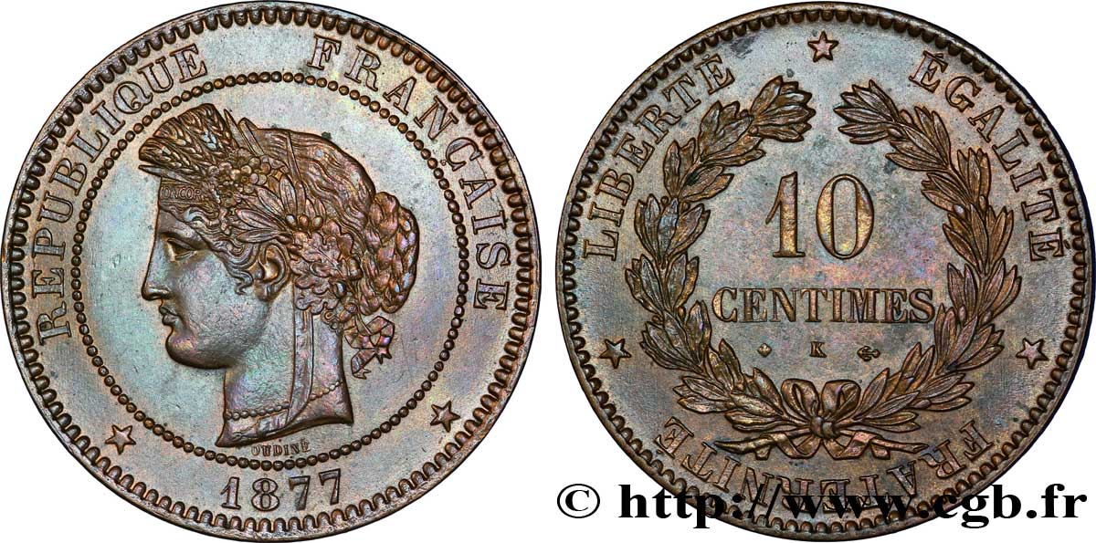 10 centimes Cérès 1877 Bordeaux F.135/19 AU 