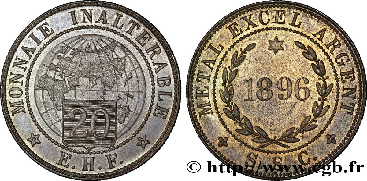 Essai au module de 20 francs 1896  VG.4269  SUP 