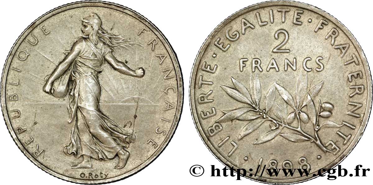 2 francs Semeuse, flan mat 1898  F.266/2 VZ 