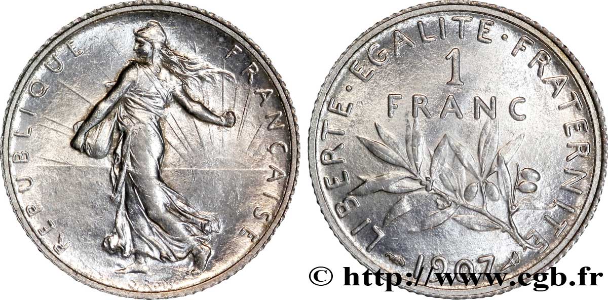 1 franc Semeuse 1907  F.217/12 EBC 