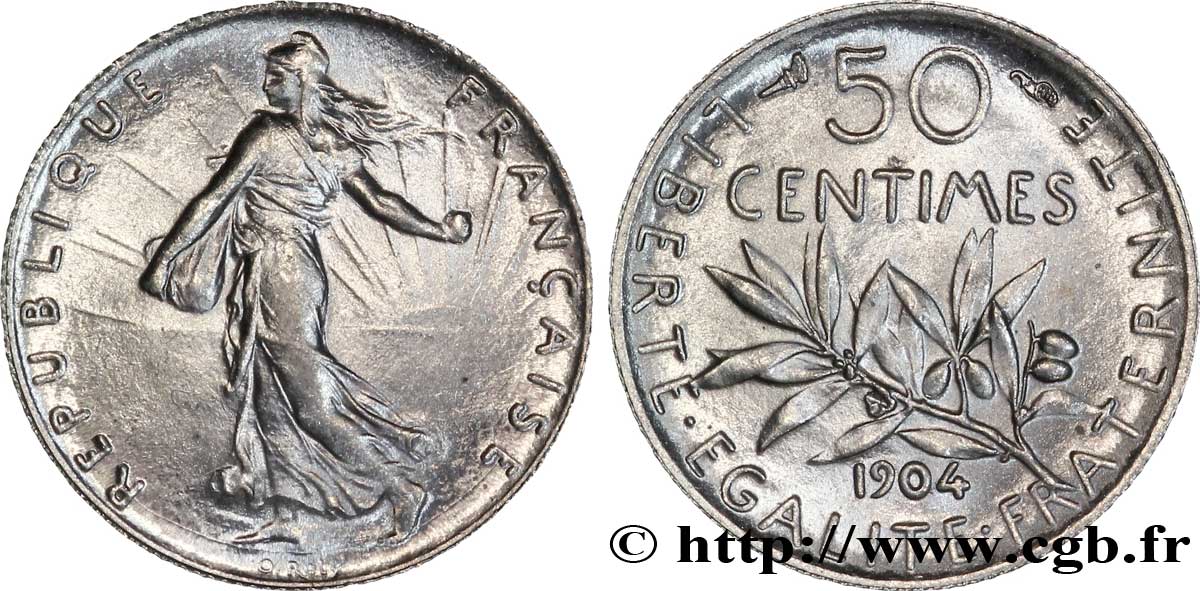 50 centimes Semeuse 1904  F.190/11 VZ 