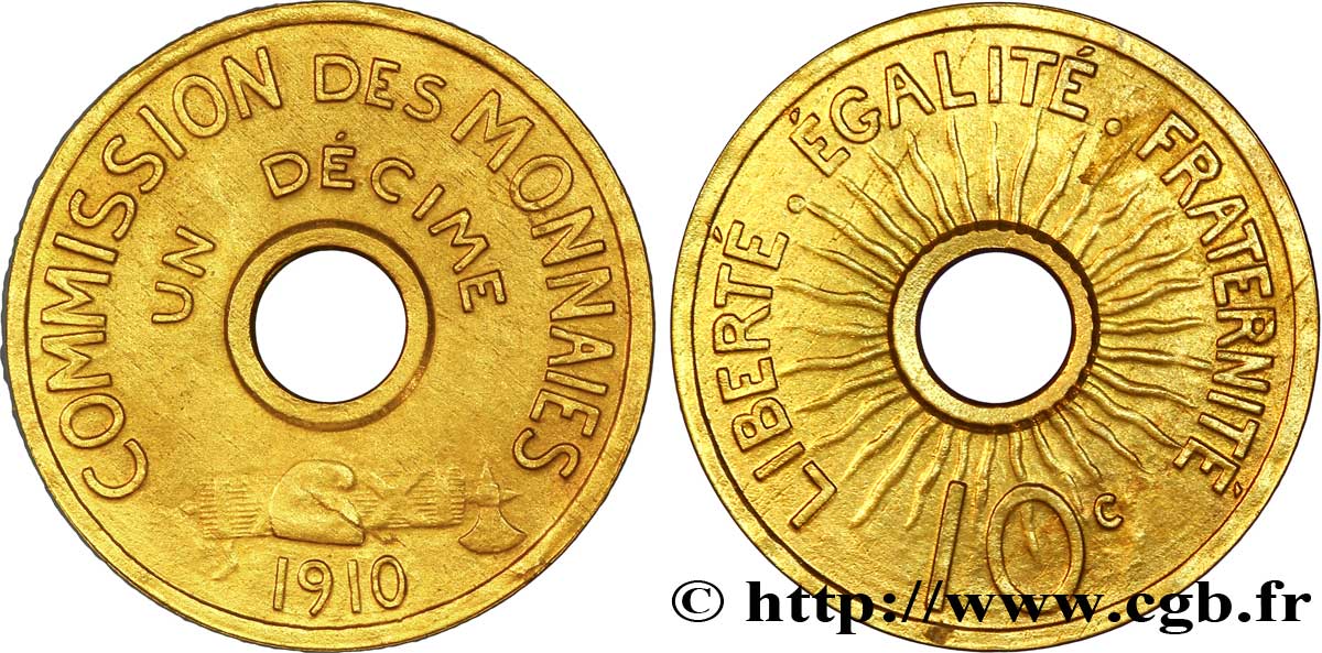 Essai de un décime / 10 centimes 1910  Maz.2292  VF 