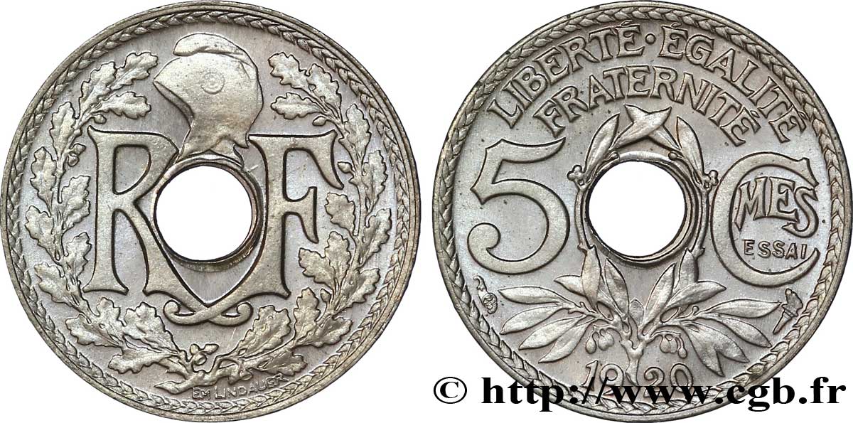 Essai de 5 centimes Lindauer, petit module 1920  F.122/1 FDC 