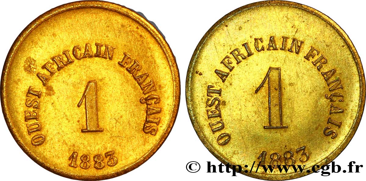 THIRD REPUBLIC - FRENCH WEST-AFRICA Jeton 1, valeur d’échange 5 francs 1883 Paris AU 