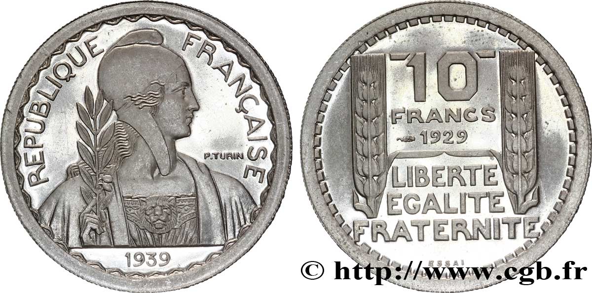 Préparation de la 10 francs Pétain, moyen module, listel large, 26 mm, 7,5 g - Essai n.d.  Maz.2606 e MS 