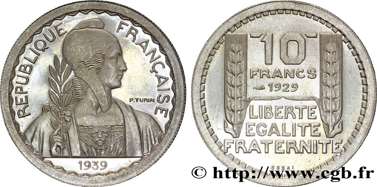 Préparation de la 10 francs Pétain, moyen module, listel large, 26 mm, 7 g - Essai n.d.  Maz.2606 e ST 