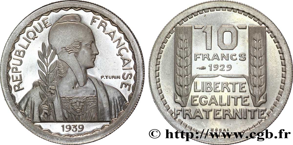 Préparation de la 10 francs Pétain, moyen module, listel large, 26 mm, 6,5 g - Essai n.d.  Maz.2606 e FDC 