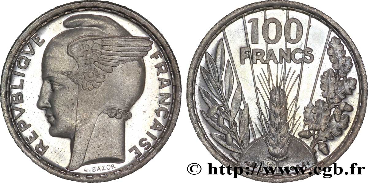 Préparation de la 5 francs Pétain, essai de Bazor en cupro-nickel, poids léger, 3,5 g n.d.  VG.5238 var. FDC 