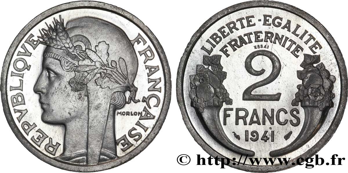 Essai de 2 francs Morlon, aluminium 1941  F.269/1 fST 