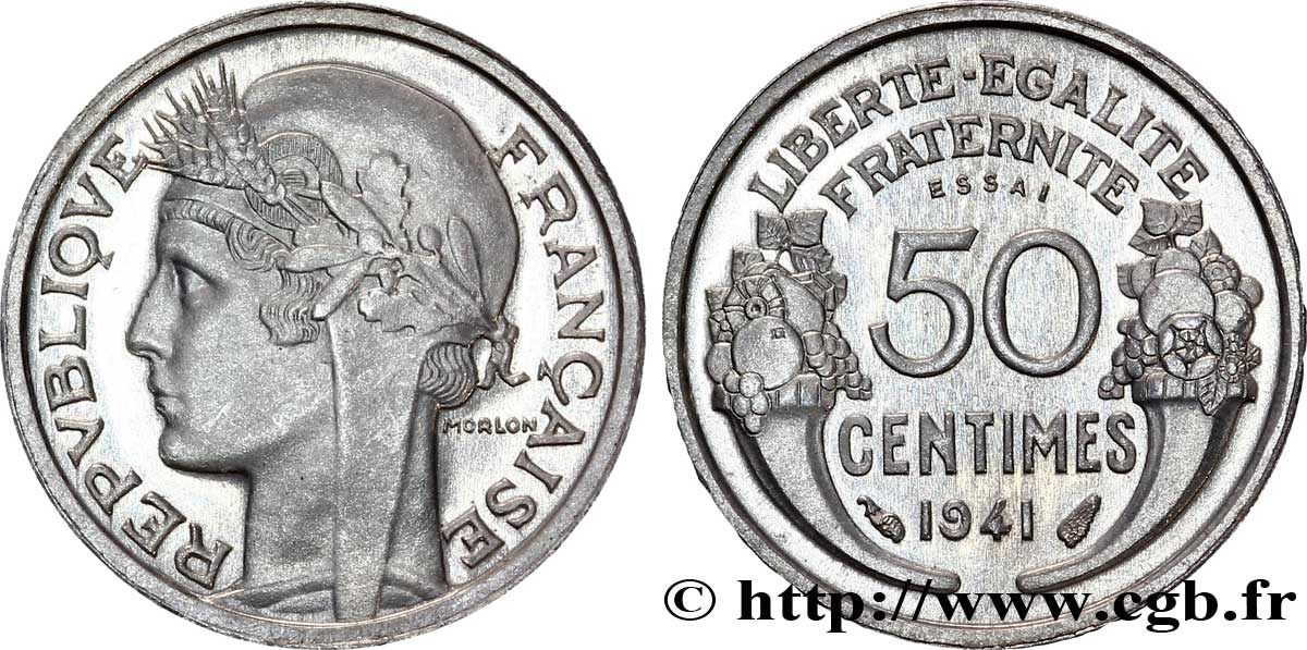 Essai de 50 centimes Morlon, lourde 1941  F.193/1 ST 