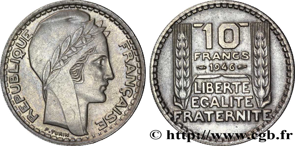 10 francs Turin, grosse tête, rameaux longs 1946  F.361/3 AU 