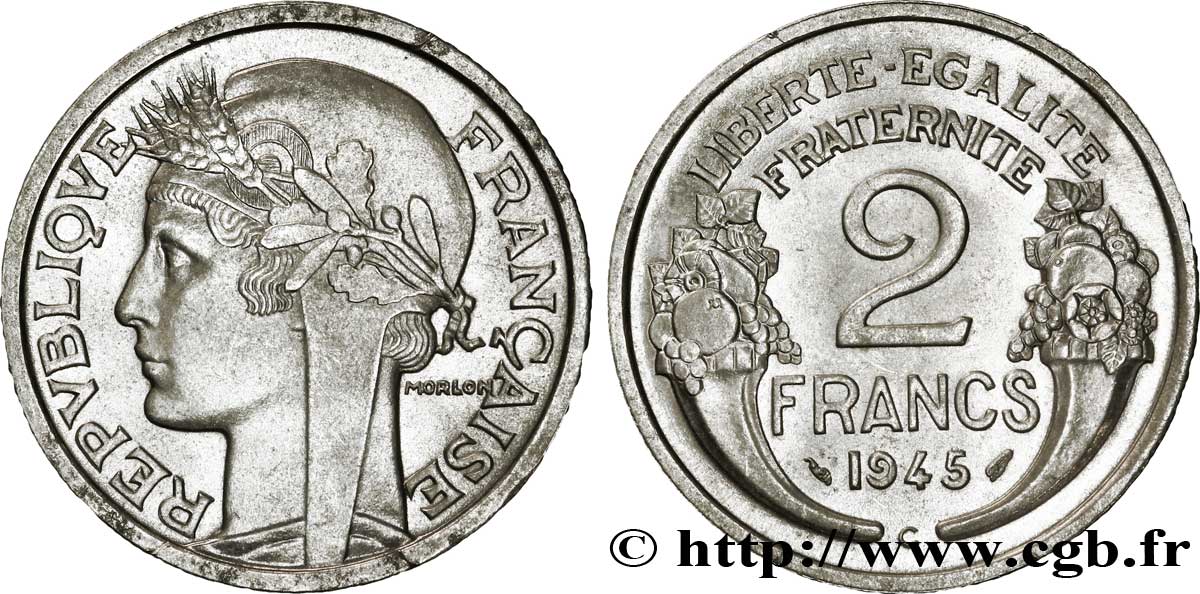 2 francs Morlon, aluminium 1945 Castelsarrasin F.269/7 SUP 