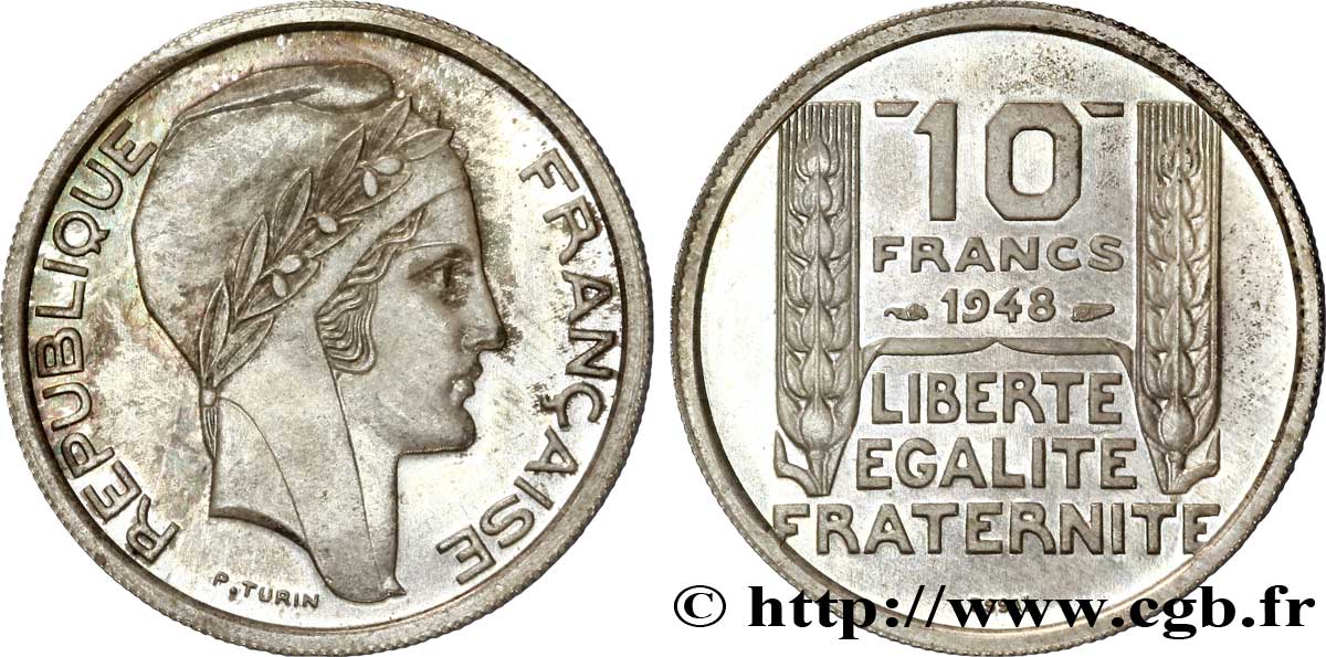Essai de 10 francs Turin, argent 1948  G.-  MS 