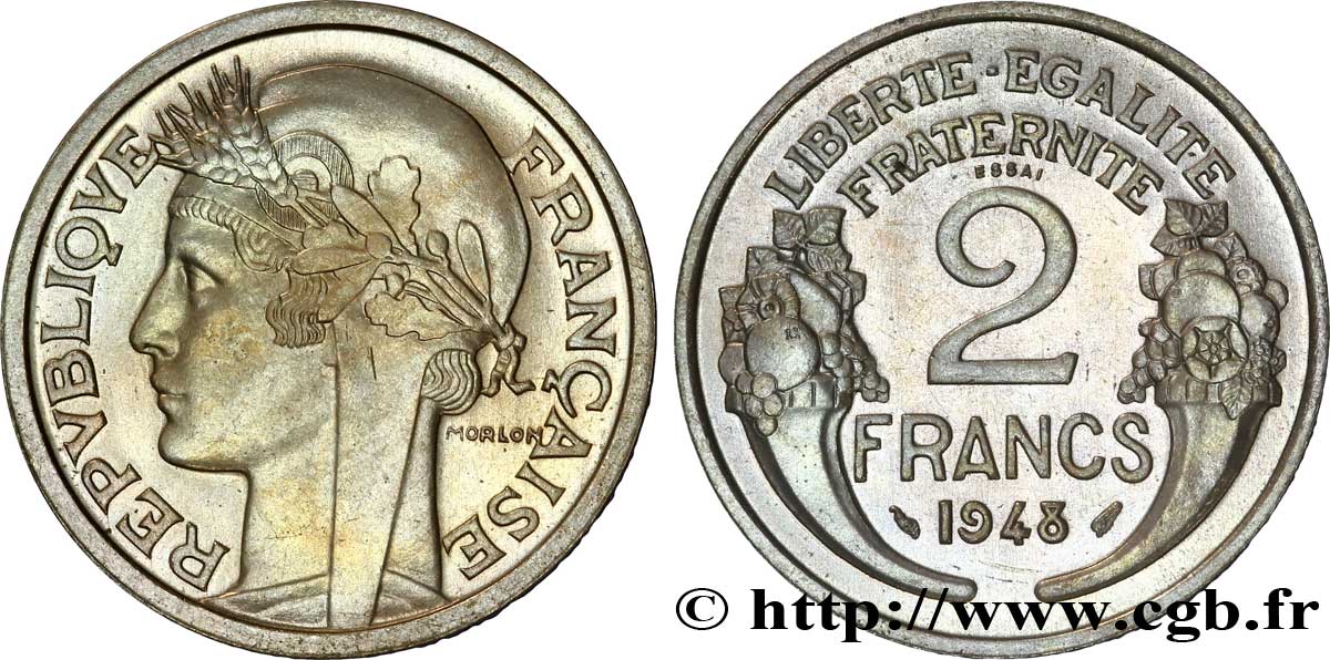 Essai de 2 francs Morlon, cupro-nickel, 9,5 g 1948  G.538 b FDC 