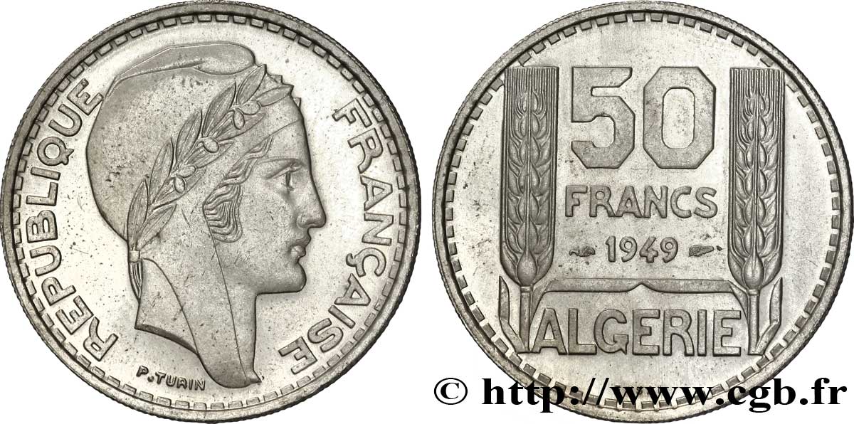 ALGÉRIE - QUATRIÈME RÉPUBLIQUE Essai de 50 francs Turin 1949 Paris SPL 