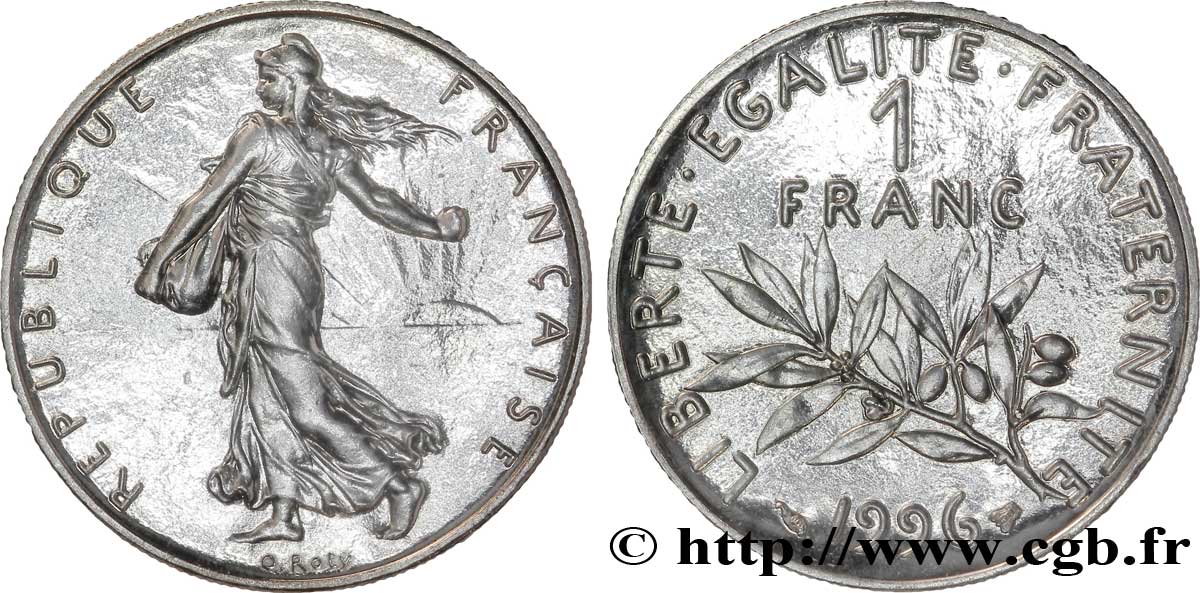 Pièce De 1 Franc 1996 Semeuse - Qualité FDC, Nickel, Issue D'un Coffret BE