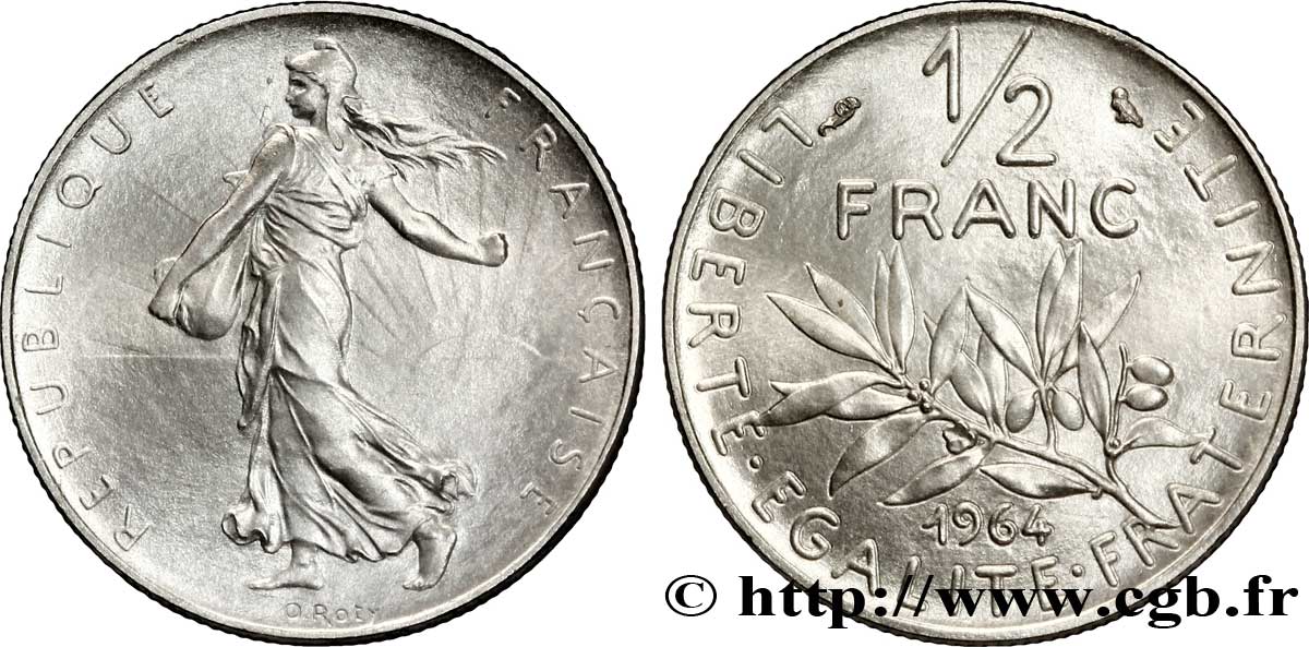 Pré-série d&nbsp;un 1/2 franc Semeuse, grand module 1964  F.198/1 MS 