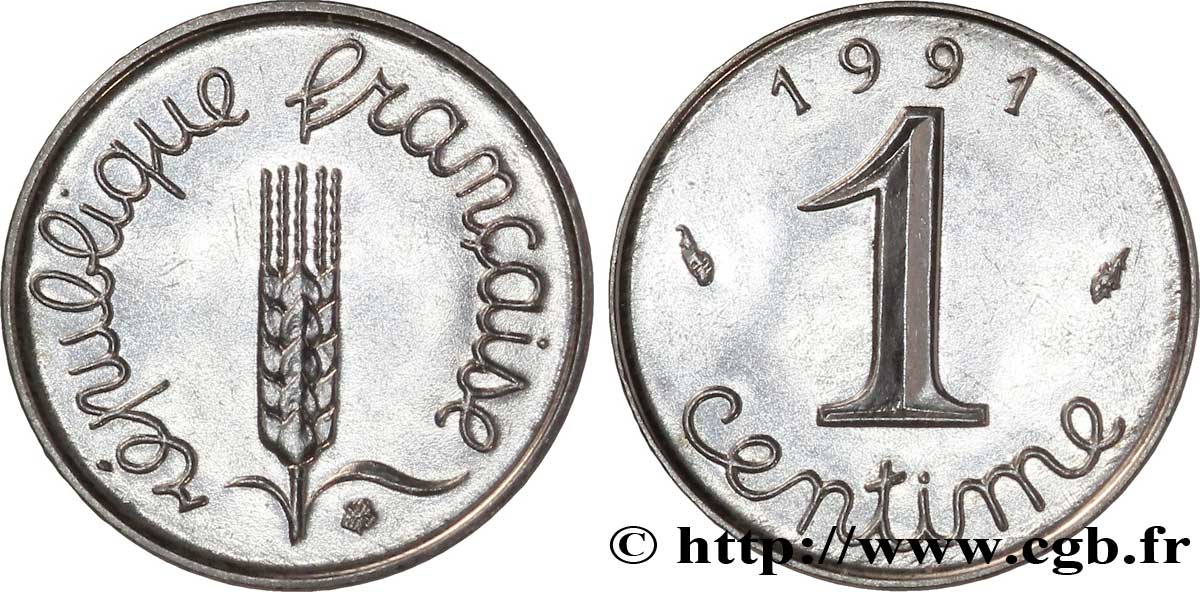 1 centime Épi, frappe monnaie 1991 Pessac F.106/48 AU 