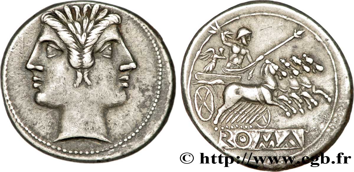 ROMAN REPUBLIC - ANONYMOUS Didrachme ou quadrigatus AU