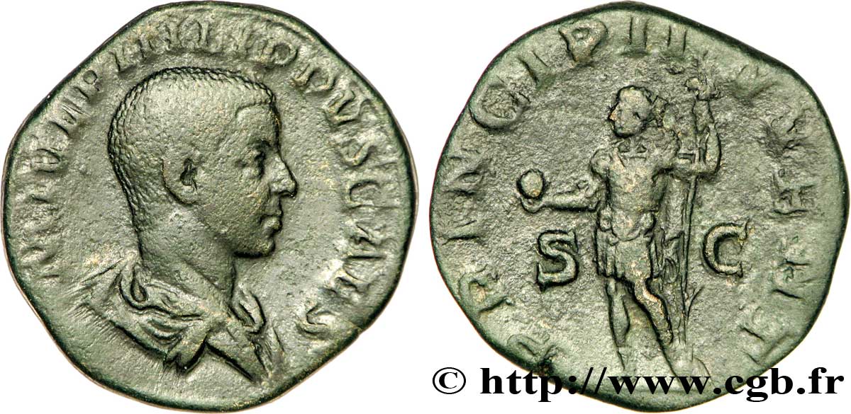 FILIPPO II FIGLIO Sesterce, (GB, Æ 28) q.BB